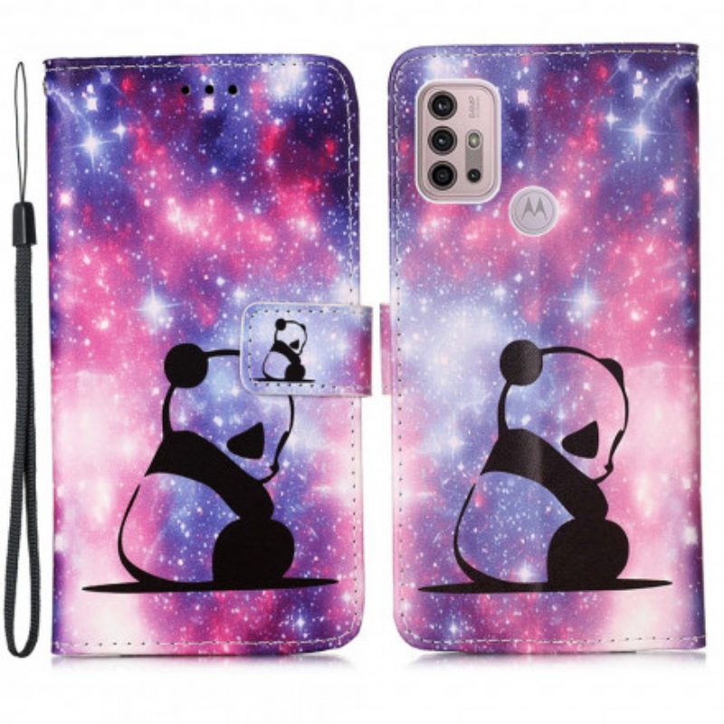 Folio-hoesje voor Moto G30 / G10 Panda Galaxy