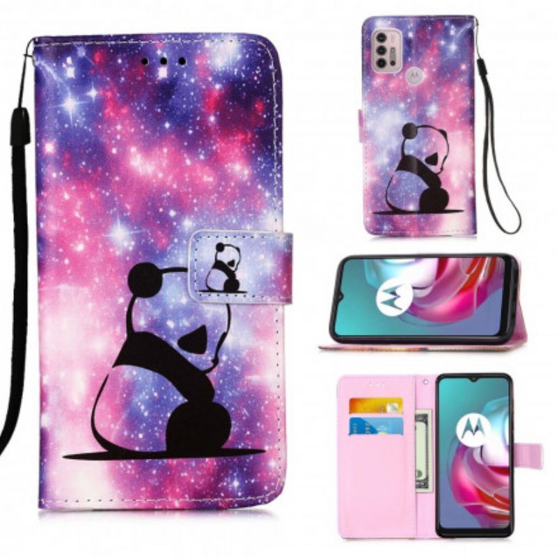 Folio-hoesje voor Moto G30 / G10 Panda Galaxy