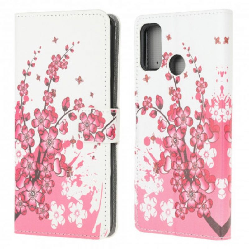 Folio-hoesje voor Moto G30 / G10 Tropische Bloemen