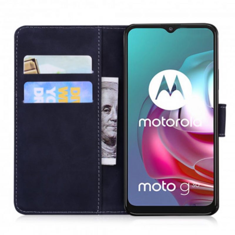 Folio-hoesje voor Moto G30 / G10 Vintage Couture Lederen Stijl