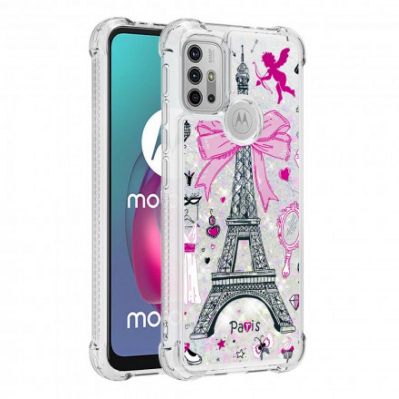 Hoesje voor Moto G30 / G10 Pailletten Van De Eiffeltoren