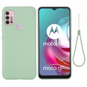 Hoesje voor Moto G30 / G10 Vloeibare Siliconen Met Lanyard