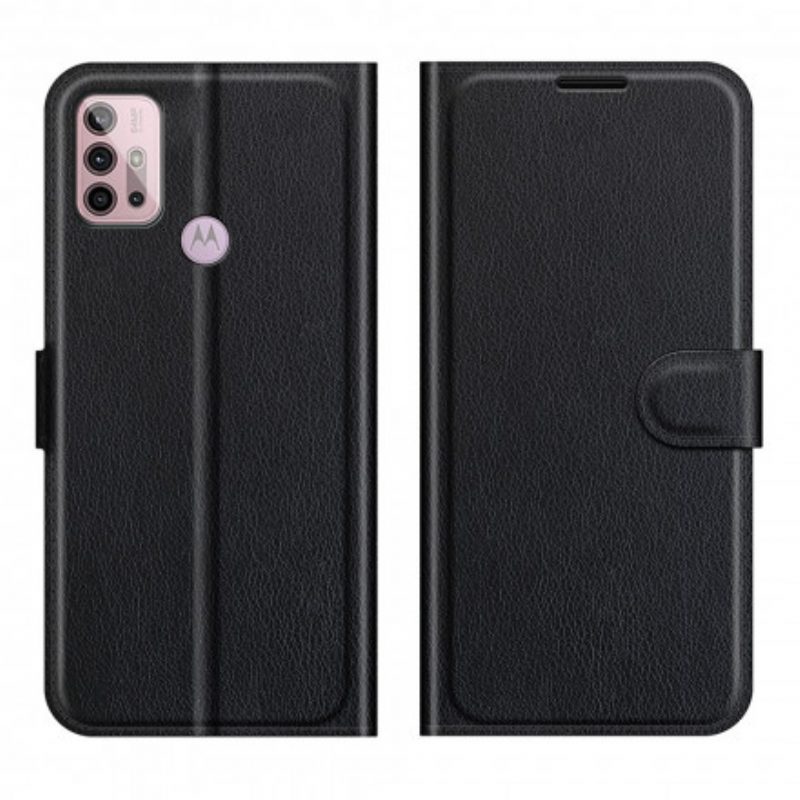 Leren Hoesje voor Moto G30 / G10 Klassiek Lychee-effect