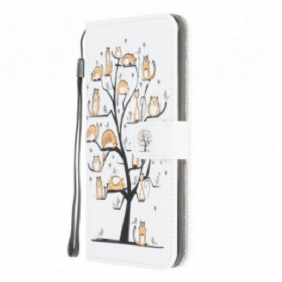 Leren Hoesje voor Moto G30 / G10 Met Ketting Funky Cats Met Riem