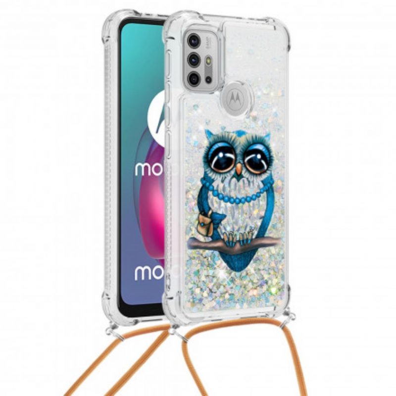 Telefoonhoesje voor Moto G30 / G10 Met Koord Pailletten Koord Miss Uil