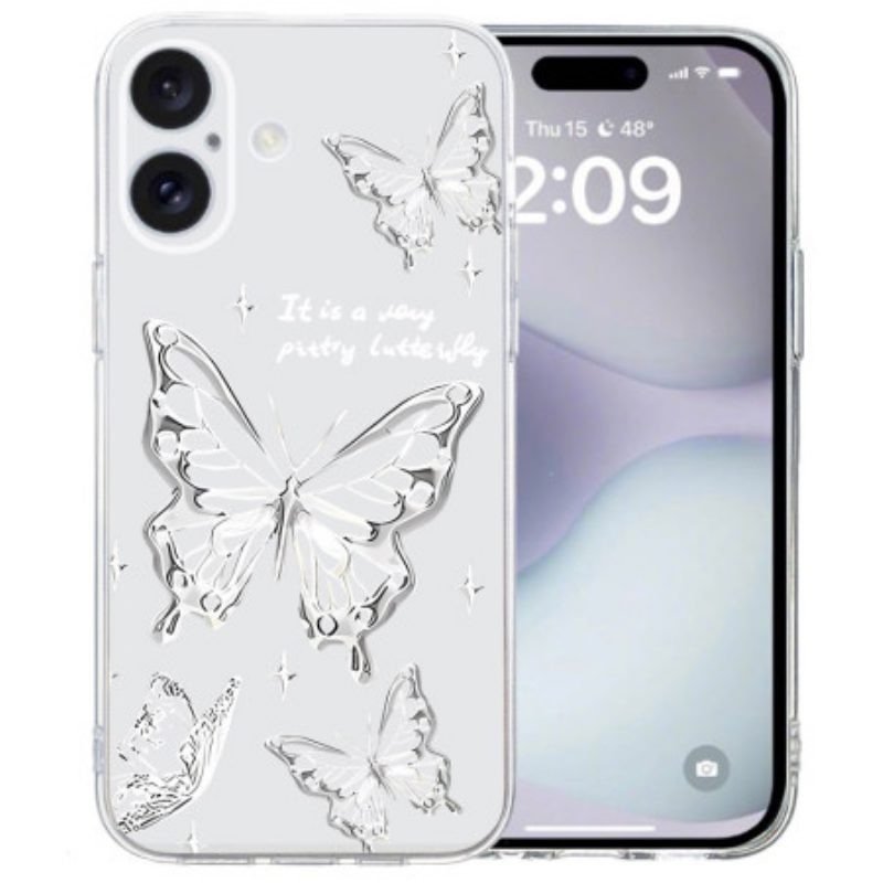 Case Hoesje iPhone 16 Telefoonhoesje Transparante Randvlinders