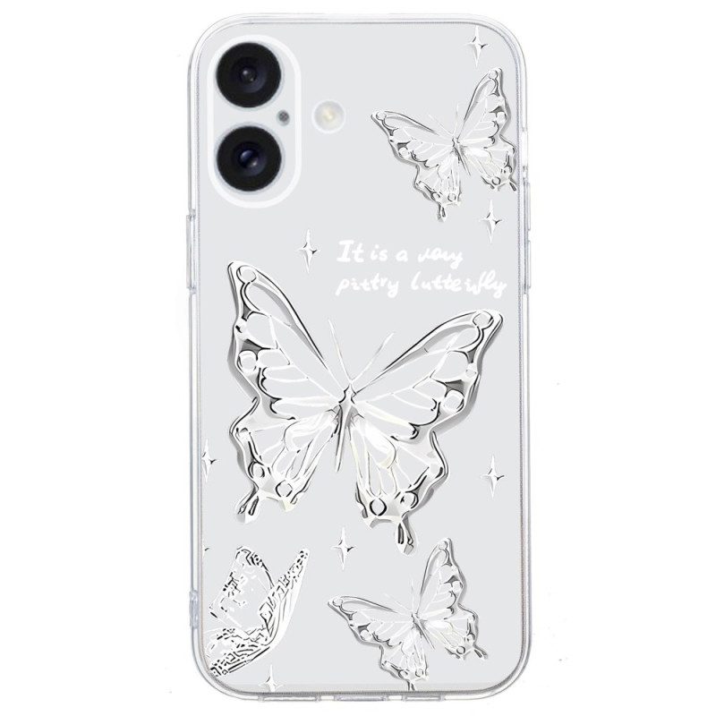 Case Hoesje iPhone 16 Telefoonhoesje Transparante Randvlinders