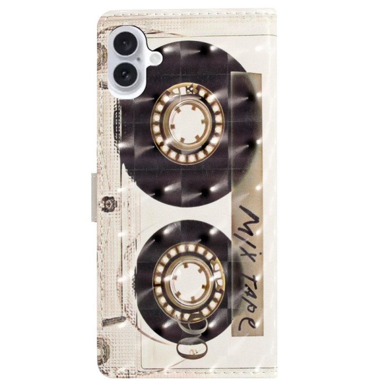 Flip Case Leren iPhone 16 Lanyardcassette