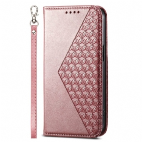 Folio-hoesje iPhone 16 Diamantontwerp Met Riem