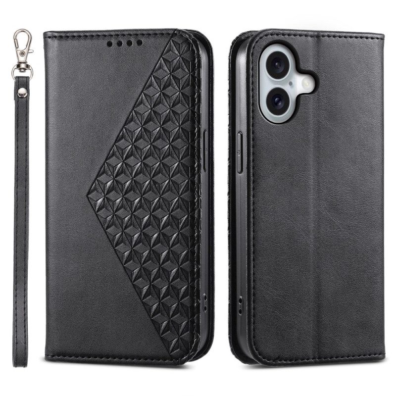 Folio-hoesje iPhone 16 Diamantontwerp Met Riem