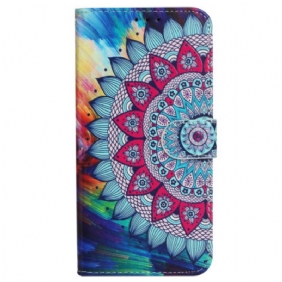 Folio-hoesje iPhone 16 Fantastische Mandala Met Riempje