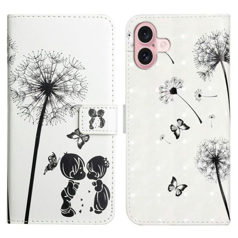 Folio-hoesje iPhone 16 Kinderen En Paardenbloem