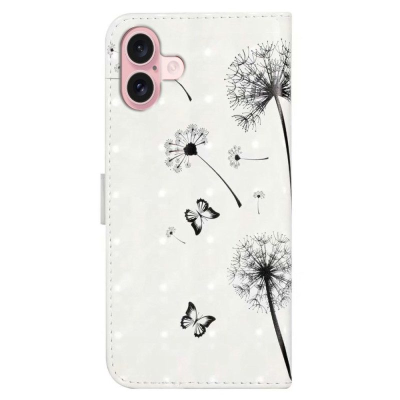 Folio-hoesje iPhone 16 Kinderen En Paardenbloem