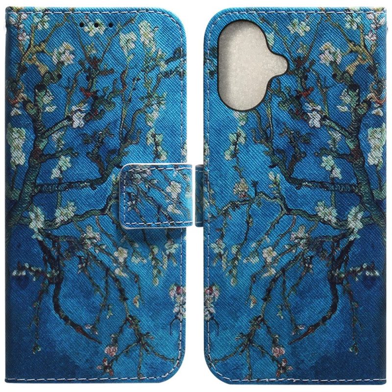 Folio-hoesje iPhone 16 Telefoonhoesje Abrikozenbloemen