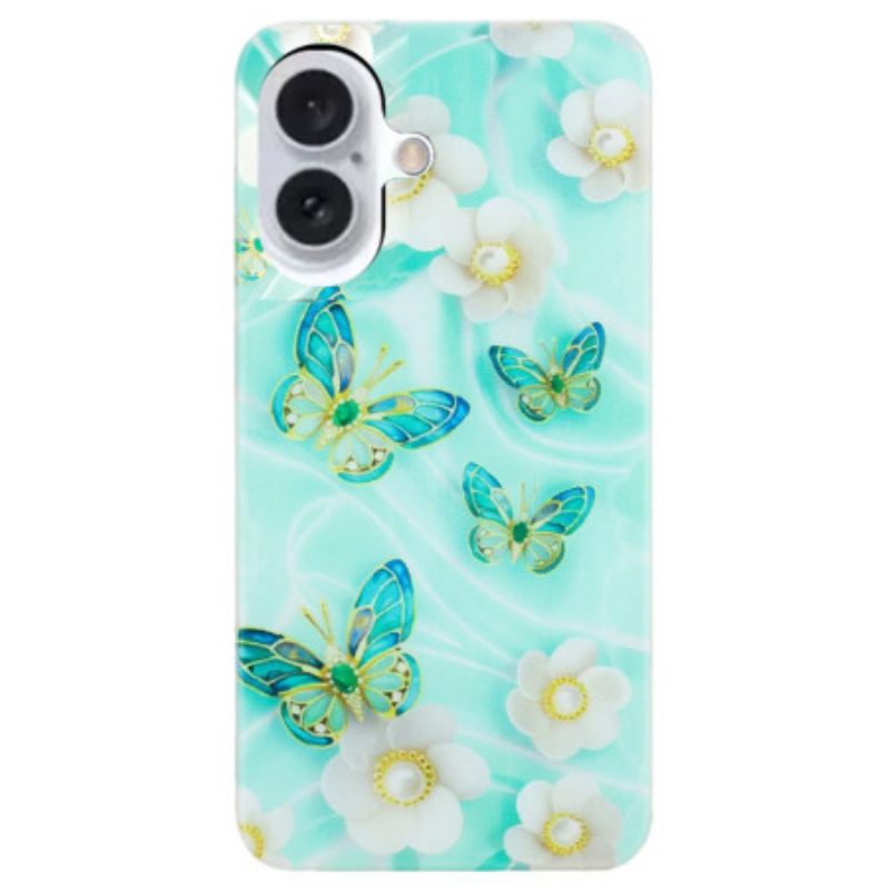 Hoesje iPhone 16 Bloemen En Vlinders