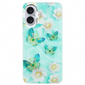 Hoesje iPhone 16 Bloemen En Vlinders