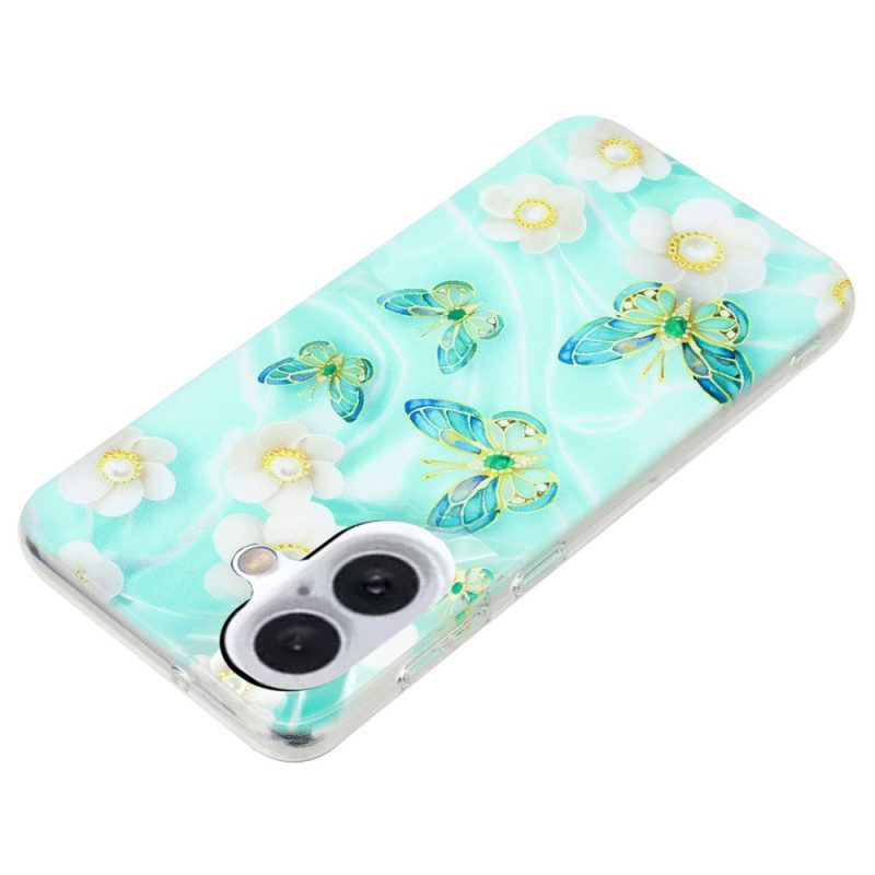 Hoesje iPhone 16 Bloemen En Vlinders