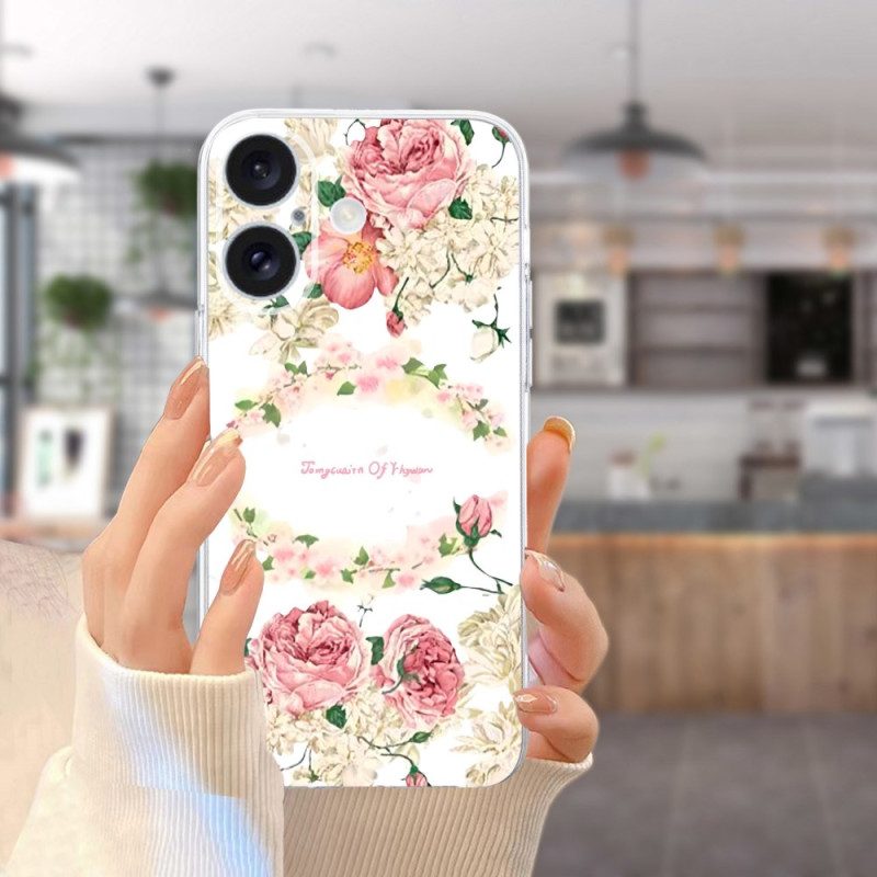 Hoesje iPhone 16 Rozen Met Transparante Rand Bescherming Hoesje