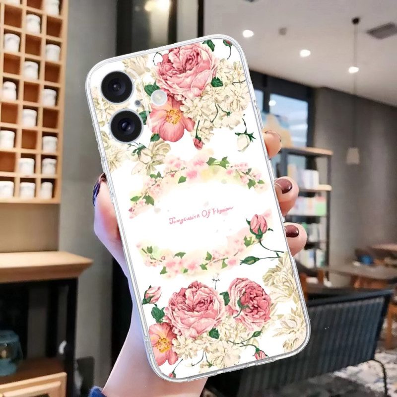 Hoesje iPhone 16 Rozen Met Transparante Rand Bescherming Hoesje