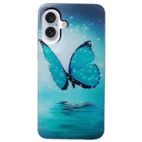 Hoesje Voor iPhone 16 Blauwe Vlinder