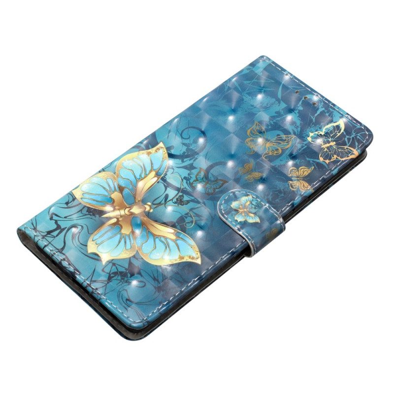 Leren Hoesje iPhone 16 3d Vlinders Met Koord Bescherming Hoesje