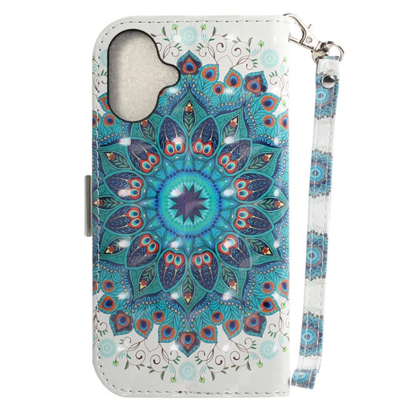 Leren Hoesje iPhone 16 Groene Mandala Met Bandje