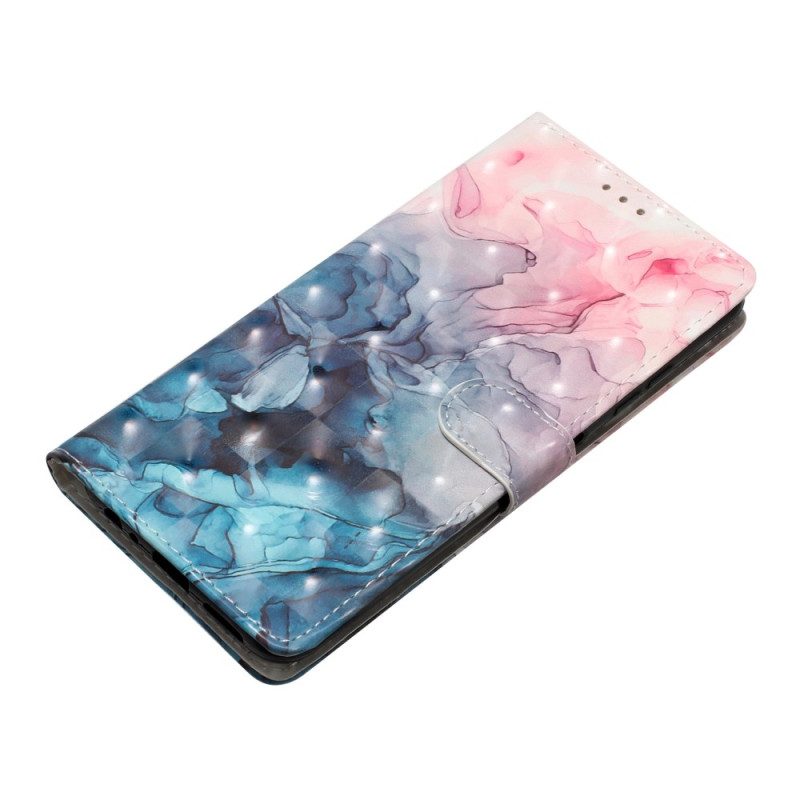 Leren Hoesje iPhone 16 Roze Blauw Marmer Bescherming Hoesje