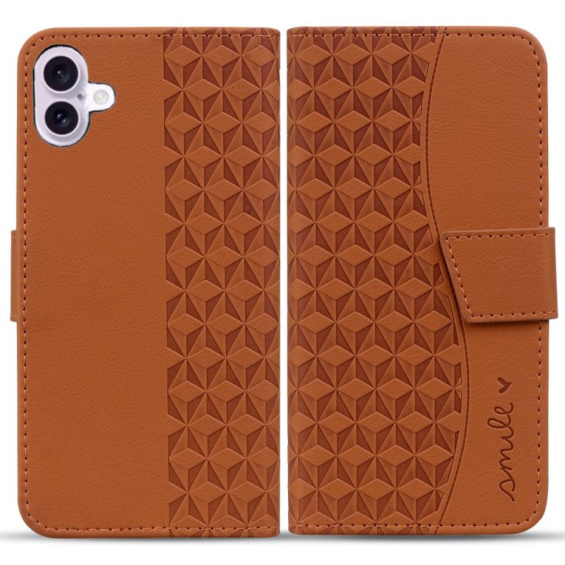 Leren Hoesje iPhone 16 Ruitpatroon