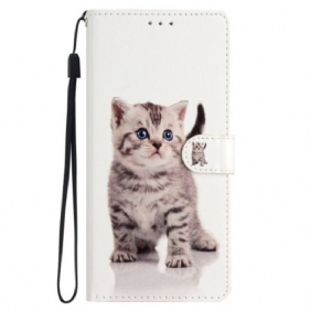 Leren Hoesje Voor iPhone 16 Katje Met Riempje