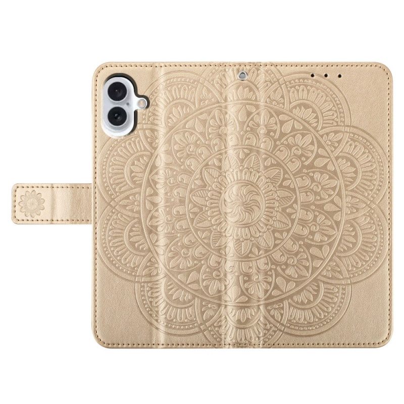 Leren Hoesje Voor iPhone 16 Mandala-riempatroon