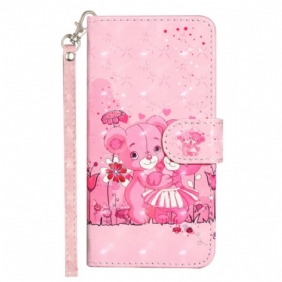 Leren Hoesje Voor iPhone 16 Paar Beren Met Riem