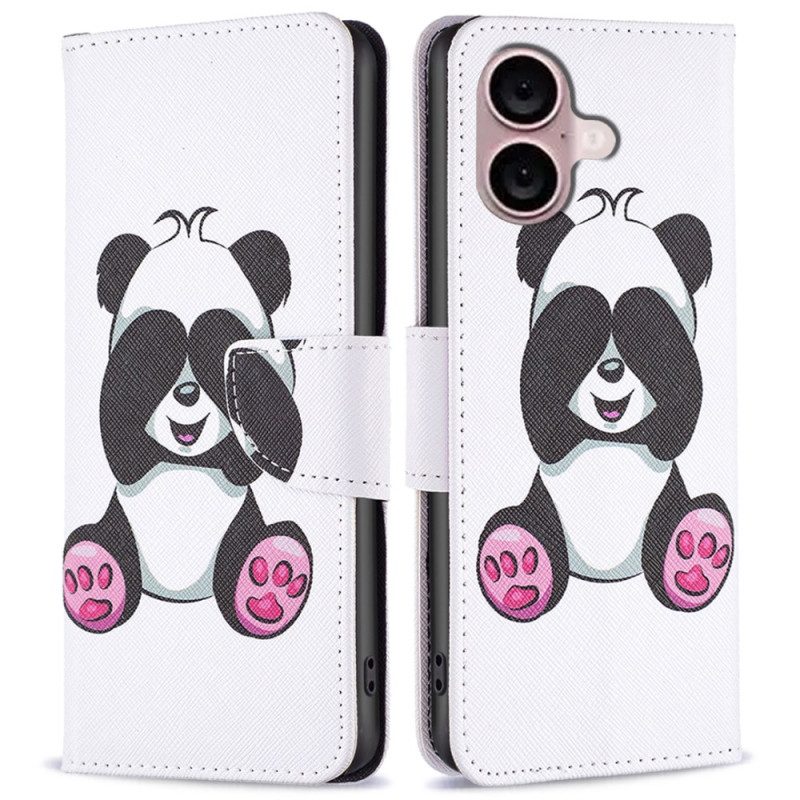 Leren Hoesje Voor iPhone 16 Panda