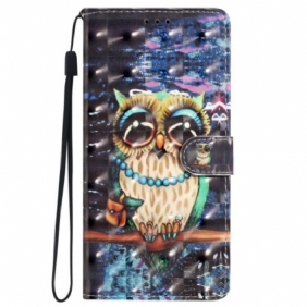 Leren Hoesje Voor iPhone 16 String Uil