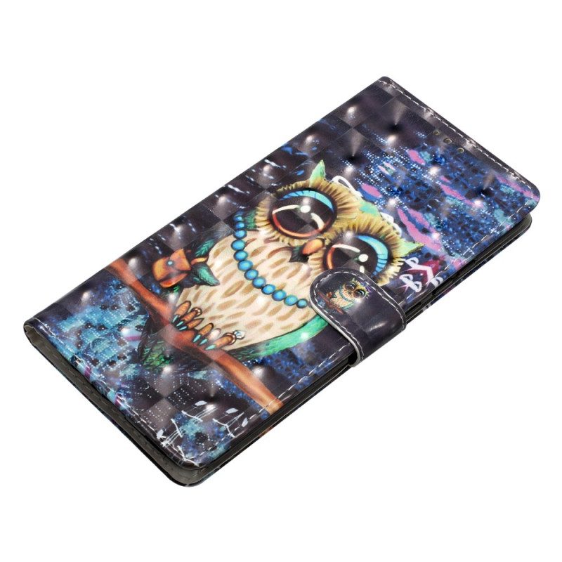 Leren Hoesje Voor iPhone 16 String Uil