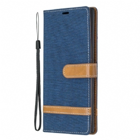 Folio-hoesje voor Samsung Galaxy Note 10 Plus Met Ketting Band Van Stof En Leereffect