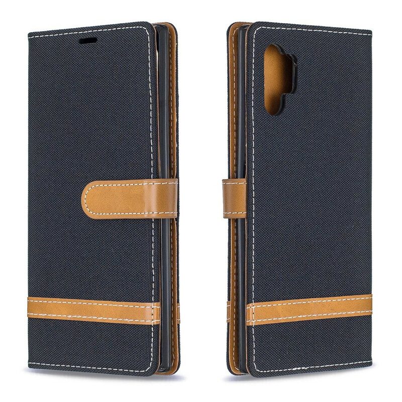 Folio-hoesje voor Samsung Galaxy Note 10 Plus Met Ketting Band Van Stof En Leereffect