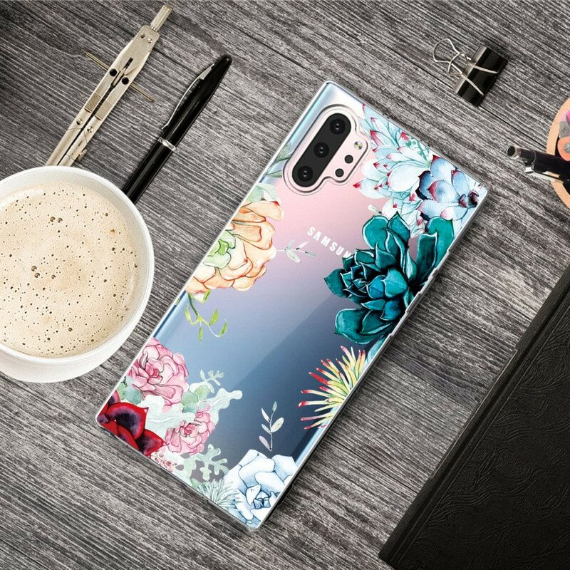 Hoesje voor Samsung Galaxy Note 10 Plus Naadloze Aquarel Bloemen