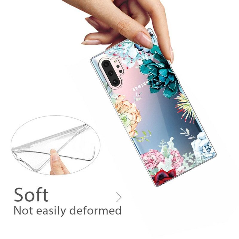 Hoesje voor Samsung Galaxy Note 10 Plus Naadloze Aquarel Bloemen