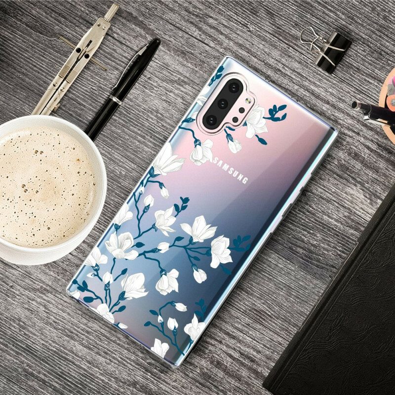 Hoesje voor Samsung Galaxy Note 10 Plus Witte Bloemen