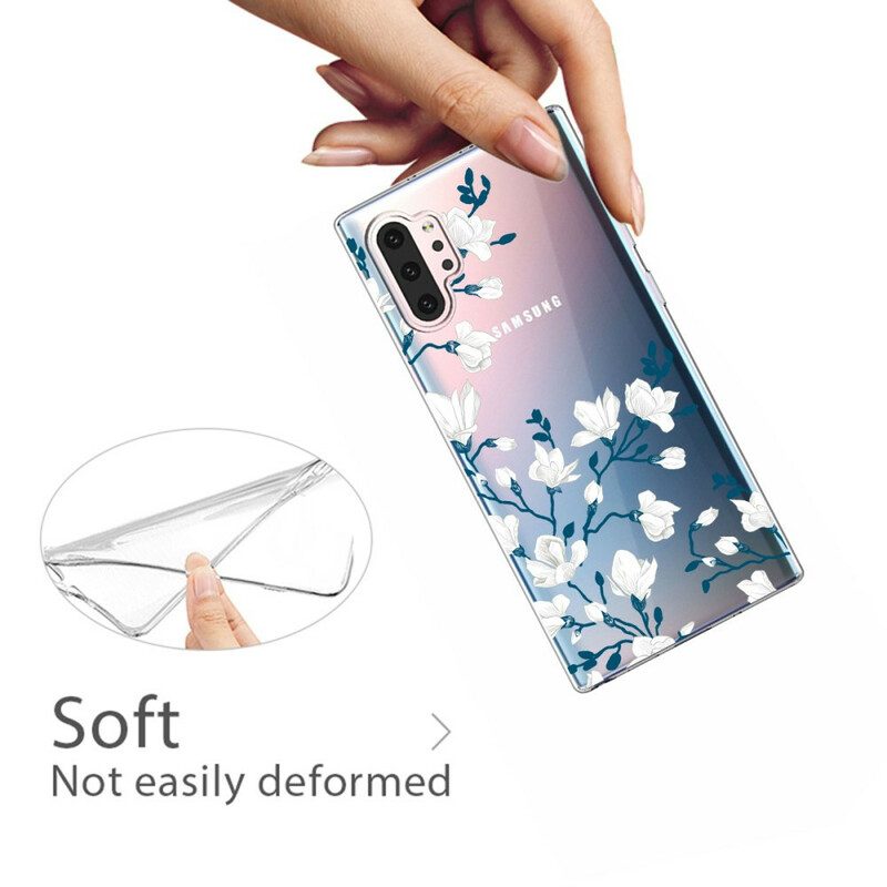 Hoesje voor Samsung Galaxy Note 10 Plus Witte Bloemen