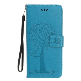 Leren Hoesje voor Samsung Galaxy Note 10 Plus Met Ketting String Boom En Uilen