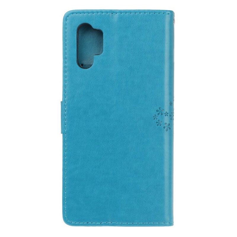 Leren Hoesje voor Samsung Galaxy Note 10 Plus Met Ketting String Boom En Uilen