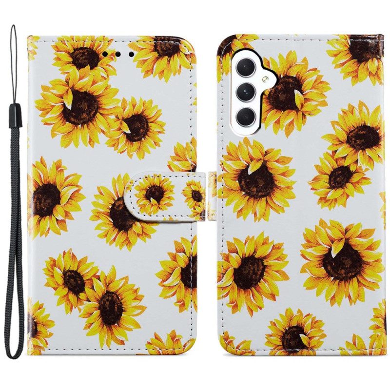 Bescherming Hoesje Samsung Galaxy A55 5g Riem Zonnebloemen