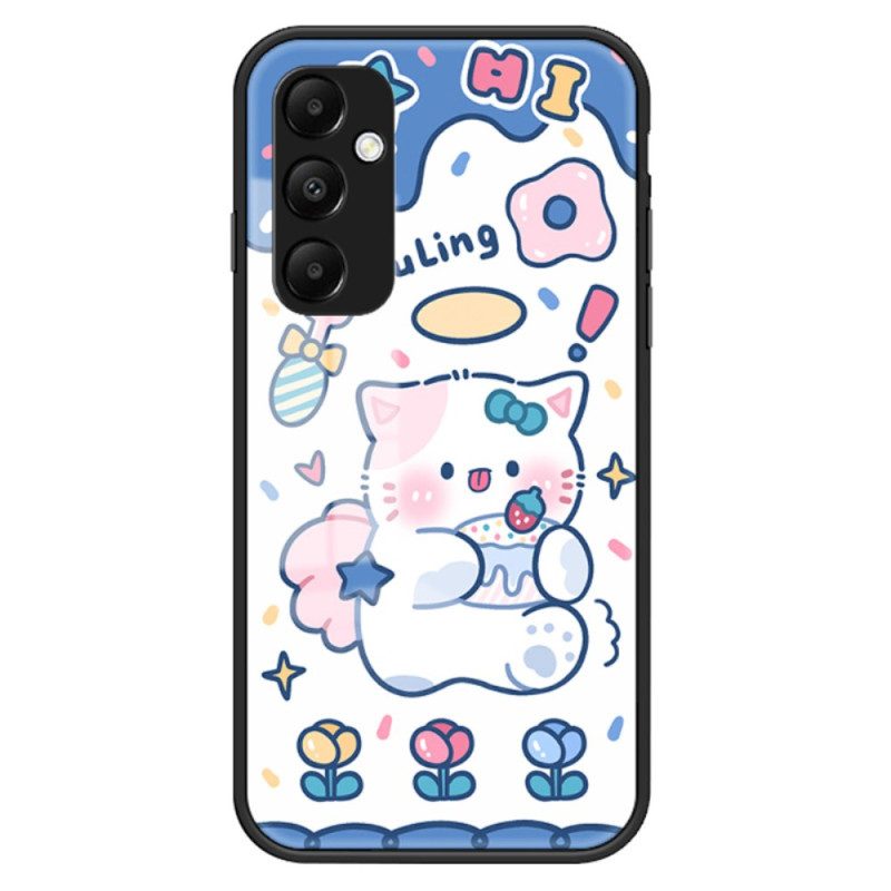 Case Hoesje Samsung Galaxy A55 5g Telefoonhoesje Cartoon Gehard Glas