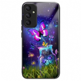 Case Hoesje Samsung Galaxy A55 5g Telefoonhoesje Fles Van Gehard Glas En Vlinder