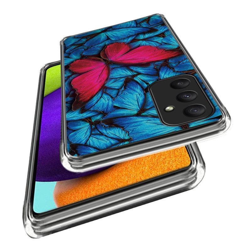 Case Hoesje Samsung Galaxy A55 5g Telefoonhoesje Rode Vlinder