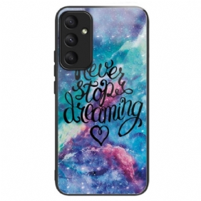 Case Hoesje Samsung Galaxy A55 5g Telefoonhoesje Stop Nooit Met Dromen Van Gehard Glas