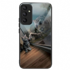 Cover Hoesje Samsung Galaxy A55 5g Telefoonhoesje Kattenspiegel Van Gehard Glas