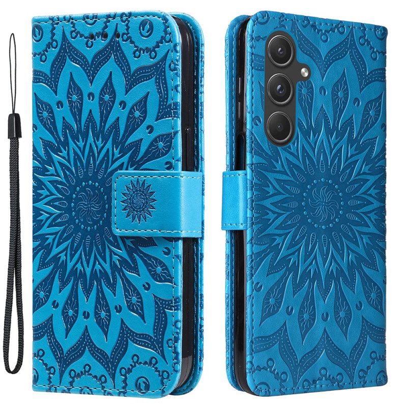 Flip Case Leren Samsung Galaxy A55 5g Fantastische Mandala Met Riem