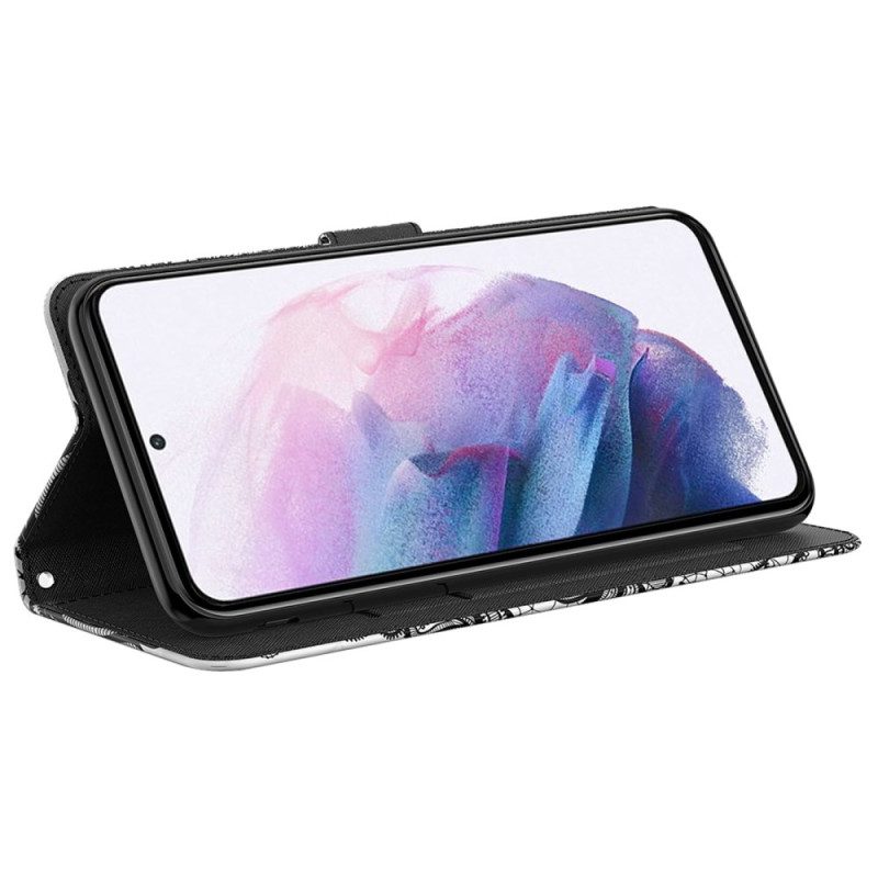 Flip Case Leren Samsung Galaxy A55 5g Kanten Bandje